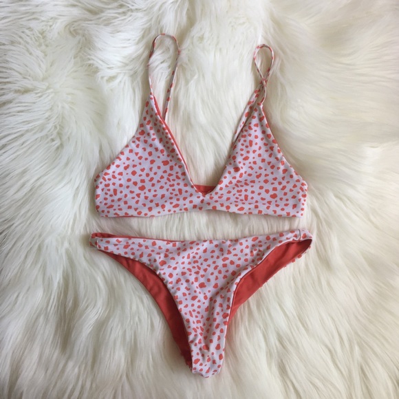Other - Coral and white dotted bikini set
